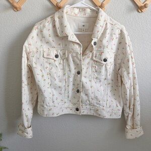 BP cropped white denim floral jacket Size Medium